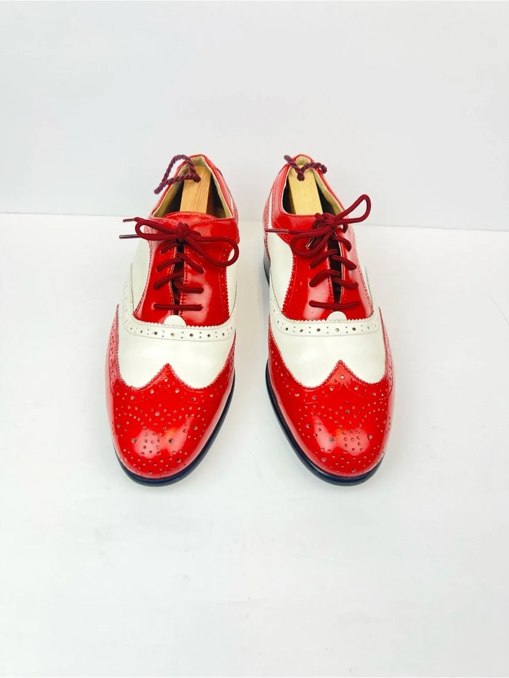 Donato Marrone Wing Tip Classic Red & White Leather Men's Size 7.5 EEE